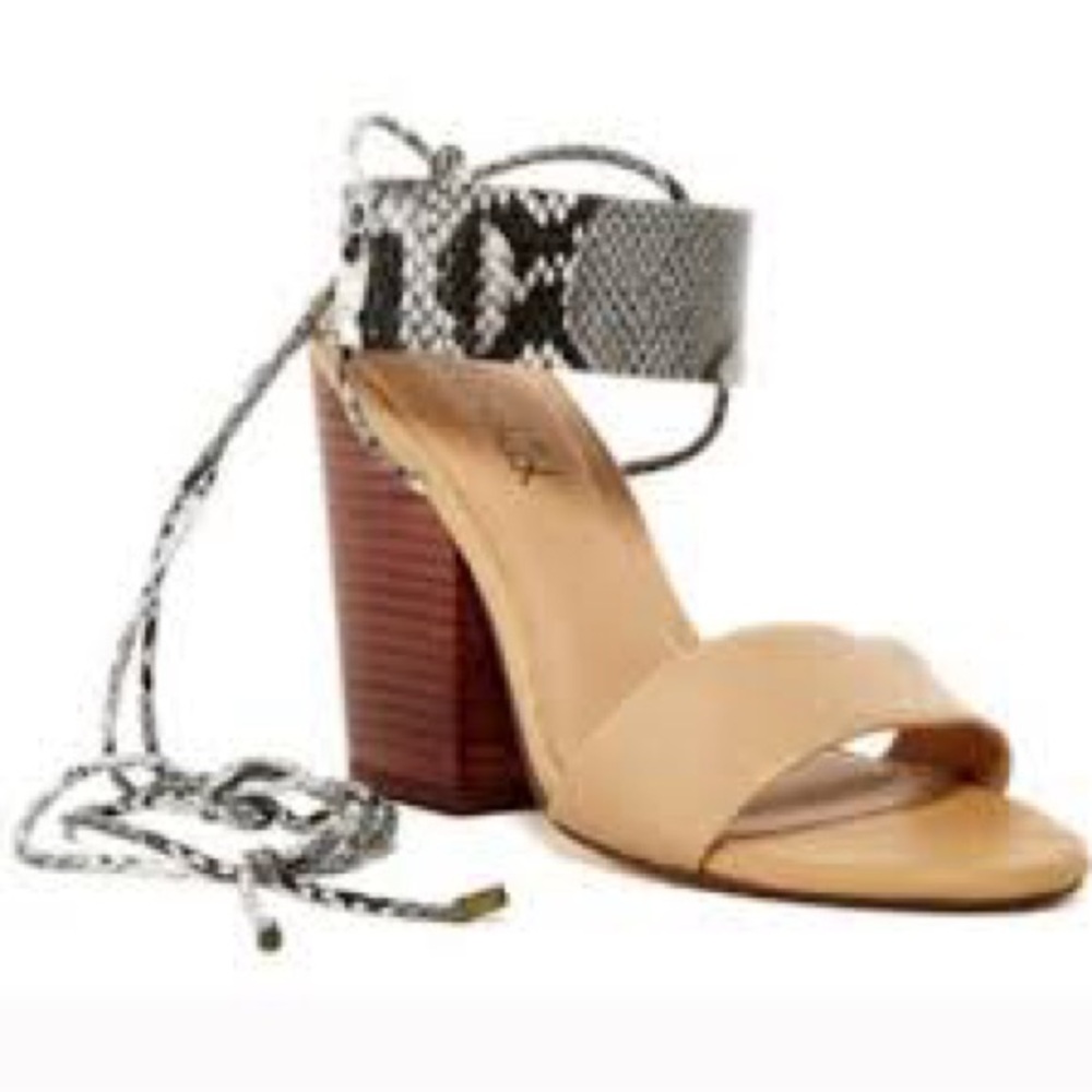 Splendid Kenya Ankle Tie Pumps Snakeskin Cream Tan Multi Size 9